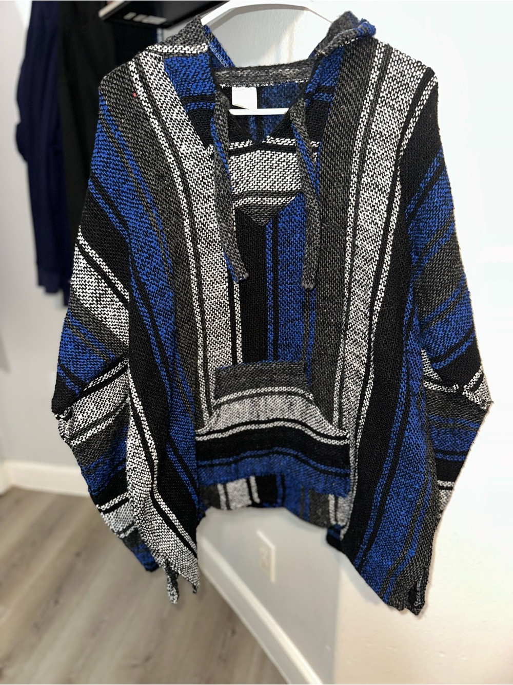 Men's Striped Baja Hoodie - Blue, Black & Gray XL